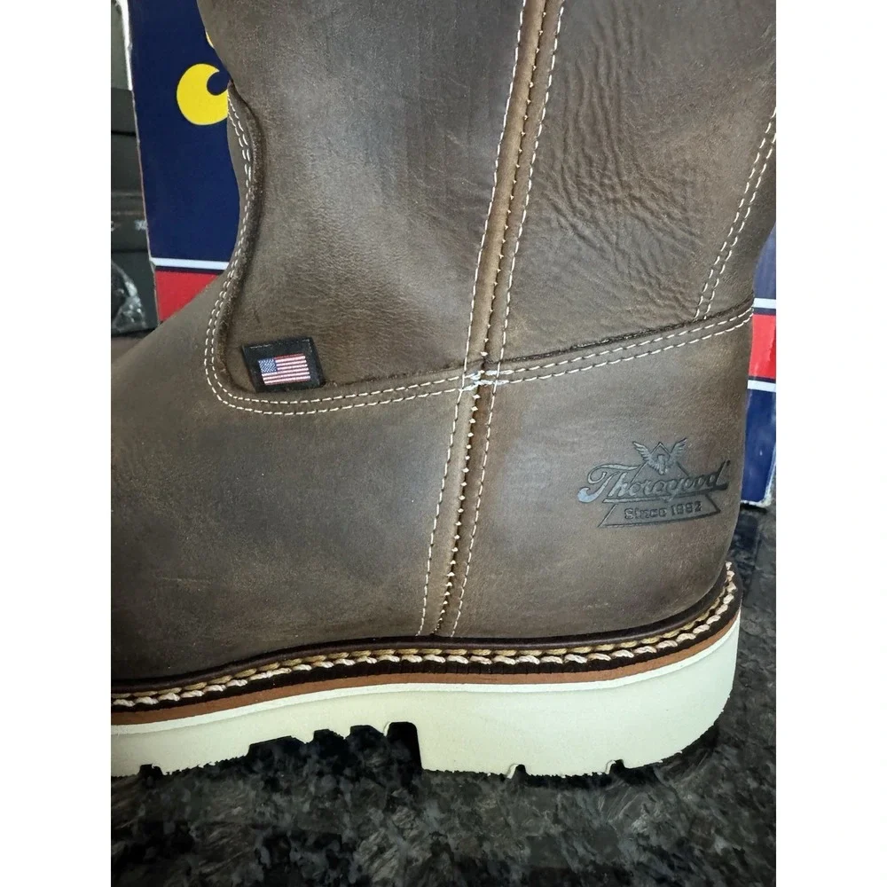 THOROGOOD AMERICAN HERITAGE 11″ SAFETY & MOC TOE CRAZY HORSE WORK BOOTS SZ 9.5‎